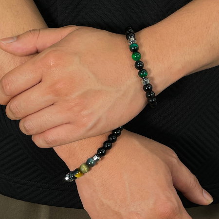 Bratara inox reglabila cu Ochi de Tigru si Onix [8]