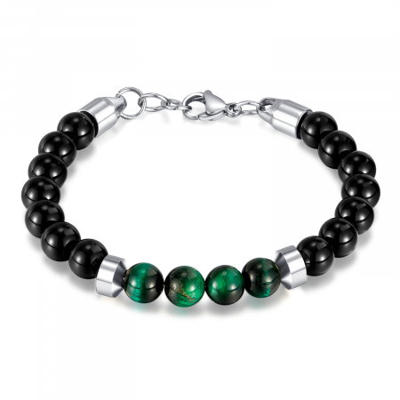 Bratara inox reglabila cu Ochi de Tigru si Onix