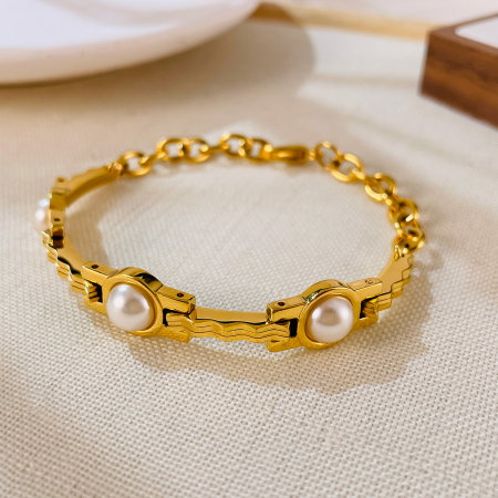 Bratara inox reglabila cu perle [10]