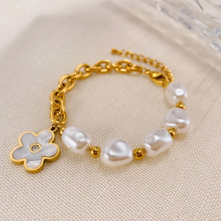 Bratara inox reglabila cu Perle Naturale si Abalone [9]