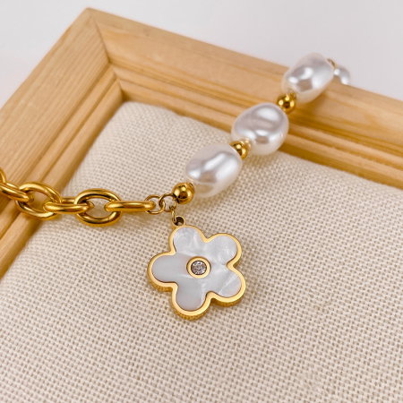 Bratara inox reglabila cu Perle Naturale si Abalone [4]