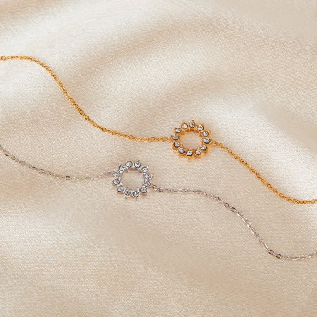 Bratara inox reglabila cu soare si zirconii [8]