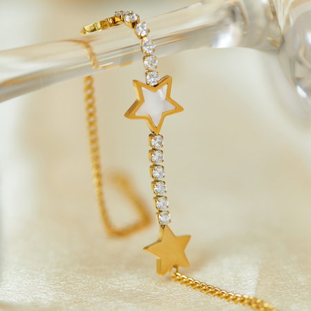 Bratara inox reglabila cu Stelute, Zirconii si Abalone [7]