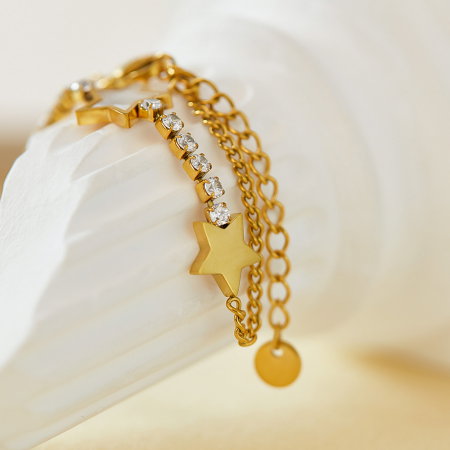 Bratara inox reglabila cu Stelute, Zirconii si Abalone [4]