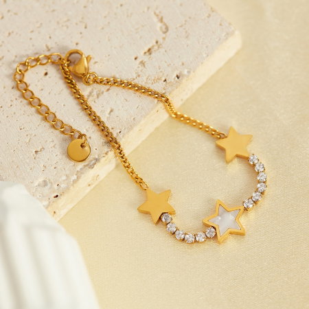 Bratara inox reglabila cu Stelute, Zirconii si Abalone [9]