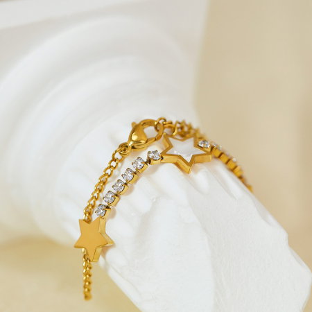 Bratara inox reglabila cu Stelute, Zirconii si Abalone [5]