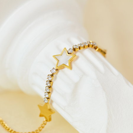 Bratara inox reglabila cu Stelute, Zirconii si Abalone [2]
