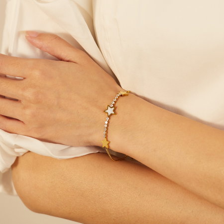 Bratara inox reglabila cu Stelute, Zirconii si Abalone [8]