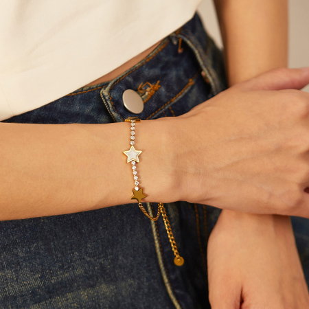 Bratara inox reglabila cu Stelute, Zirconii si Abalone [1]