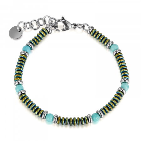 Bratara inox reglabila cu Turcoaz si Lapis Lazuli