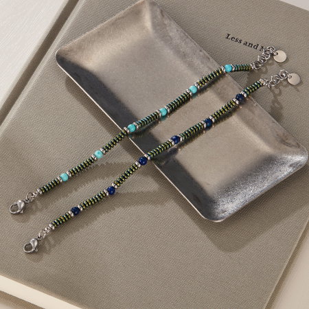 Bratara inox reglabila cu Turcoaz si Lapis Lazuli [6]