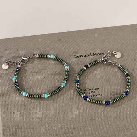 Bratara inox reglabila cu Turcoaz si Lapis Lazuli [8]