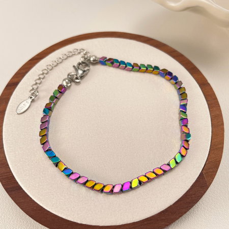Bratara inox reglabila Curcubeu cu Hematite [2]