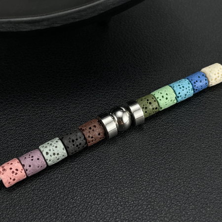 Bratara inox reglabila Curcubeu din roci vulcanice [5]
