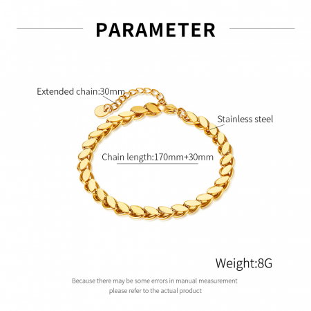 Bratara inox auriu reglabila Sirag de Frunze [4]