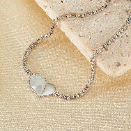 Bratara tennis inox reglabila cu inima de abalone [5]