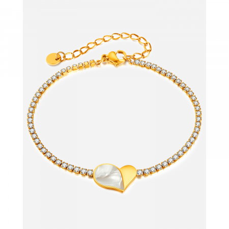 Bratara tennis inox reglabila cu inima de abalone [8]