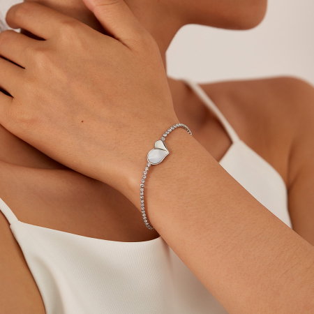 Bratara tennis inox reglabila cu inima de abalone [3]