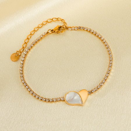 Bratara tennis inox reglabila cu inima de abalone [5]