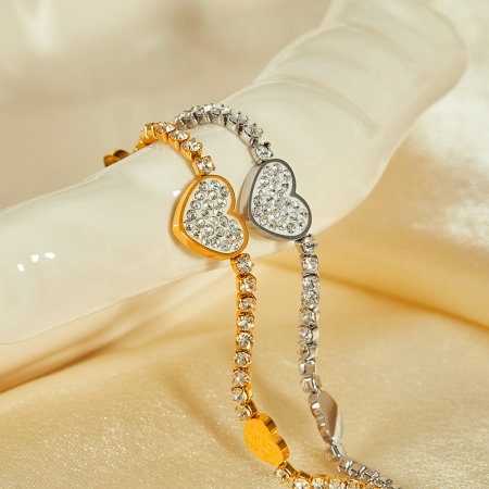 Bratara tennis inox reglabila cu inimioare si zirconii [5]