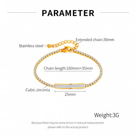 Bratara tennis inox reglabila cu placuta si zirconii [6]