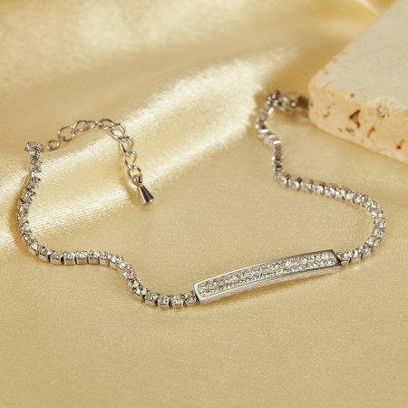 Bratara tennis inox reglabila cu placuta si zirconii [4]