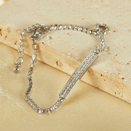 Bratara tennis inox reglabila cu placuta si zirconii [2]