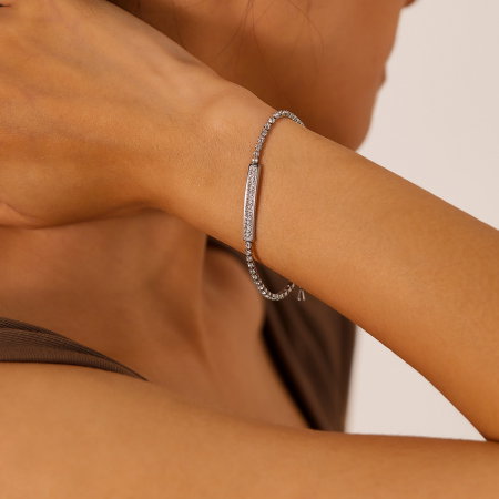 Bratara tennis inox reglabila cu placuta si zirconii [1]