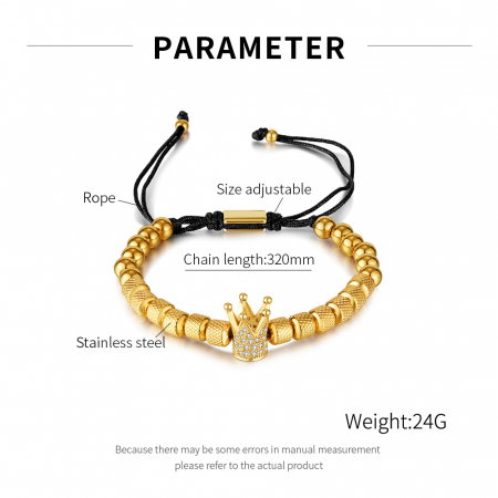 Bratara inox reglabila Unisex cu Coroana [5]