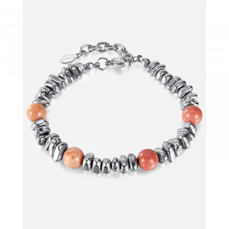 Bratara inox reglabila Unisex cu Hematit si Obsidian Mahogany [14]