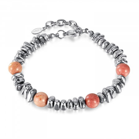 Bratara inox reglabila Unisex cu Hematit si Obsidian Mahogany