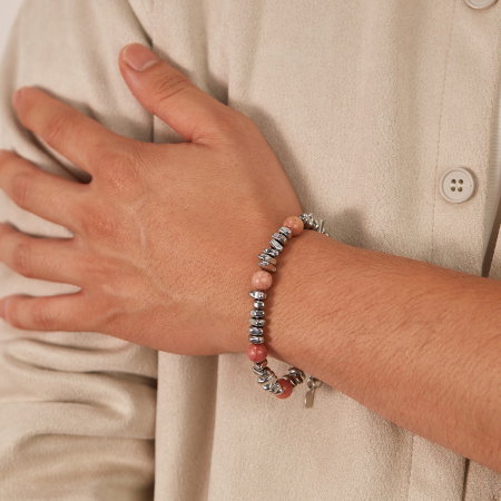 Bratara inox reglabila Unisex cu Hematit si Obsidian Mahogany [11]