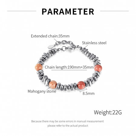 Bratara inox reglabila Unisex cu Hematit si Obsidian Mahogany [7]