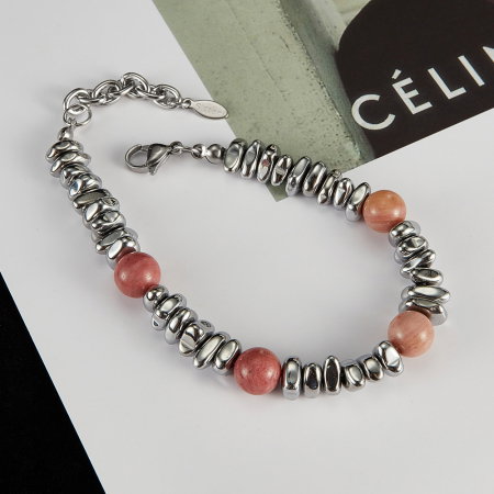 Bratara inox reglabila Unisex cu Hematit si Obsidian Mahogany [12]