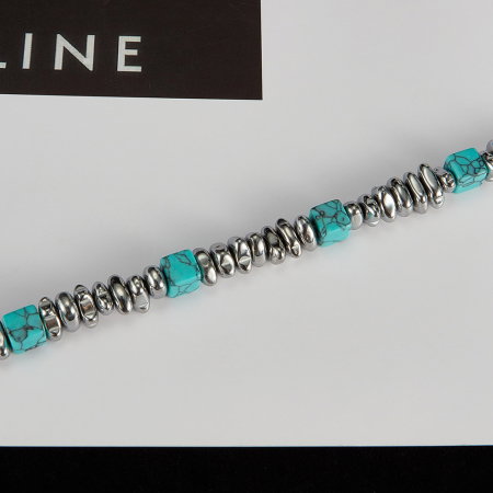 Bratara inox reglabila Unisex cu Hematit si Turcoaz [4]