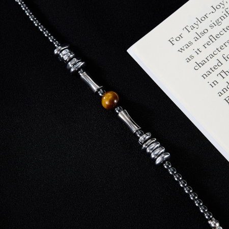 Bratara inox reglabila Unisex cu Ochi de Tigru si Hematite [5]