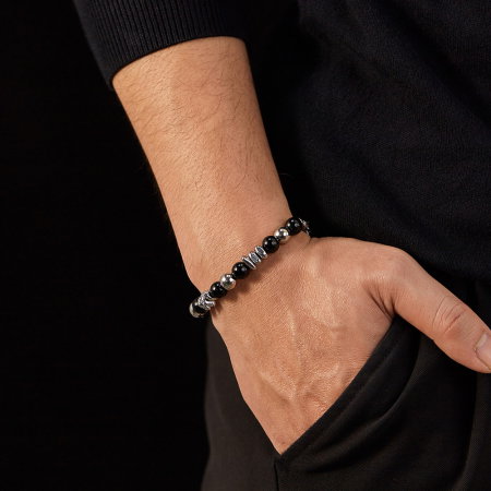 Bratara inox reglabila unisex cu onix [2]