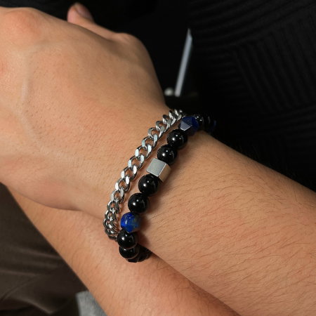 Bratara inox reglabila Unisex cu Onix [1]