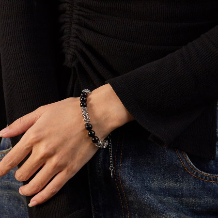 Bratara inox reglabila Unisex cu Onix [4]