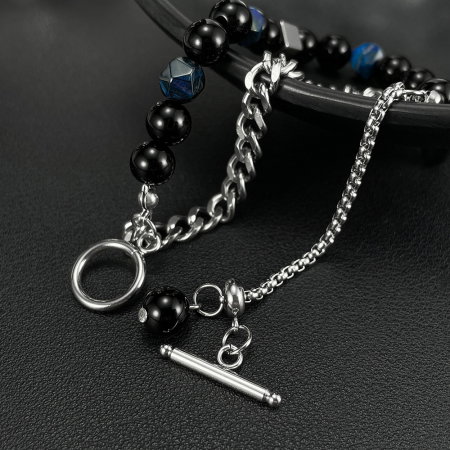 Bratara inox reglabila Unisex cu Onix [4]