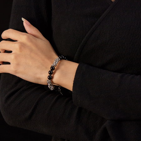 Bratara inox reglabila Unisex cu Onix [6]