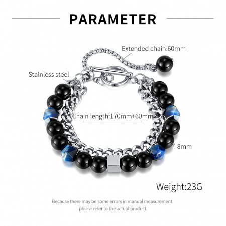 Bratara inox reglabila Unisex cu Onix [8]