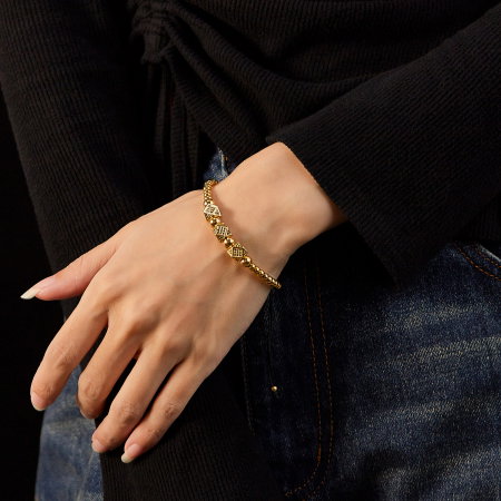 Bratara inox reglabila Unisex cu Romburi [4]