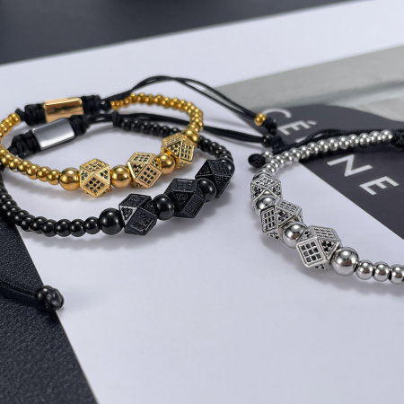 Bratara inox reglabila Unisex cu Romburi [3]