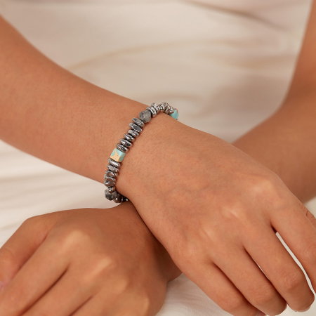 Bratara inox reglabila Unisex cu Tarzanstone  si Hematite [13]