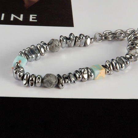 Bratara inox reglabila Unisex cu Tarzanstone  si Hematite [7]