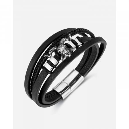 Bratara inox si piele cu Berbec [14]