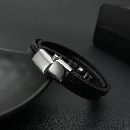 Bratara inox si piele cu Berbec [7]