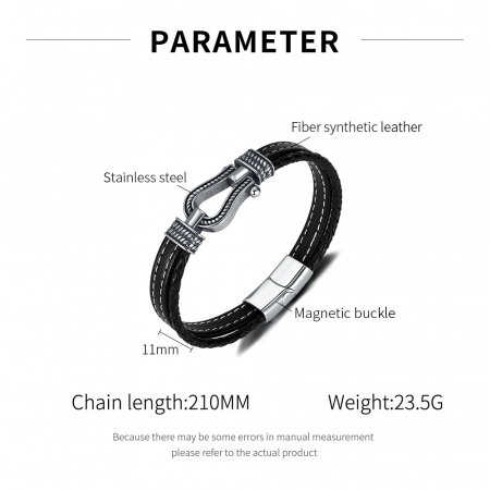 Bratara inox si piele cu potcoava norocoasa [8]