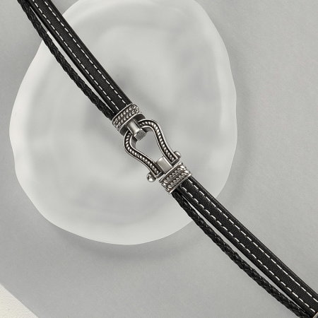 Bratara inox si piele cu potcoava norocoasa [9]